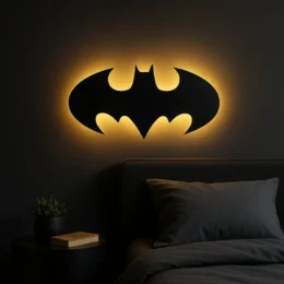 3D Gotham Batman Silhouette Wall Lamp – Modern Ambient Bedroom Light | Battery Operated, No Wires