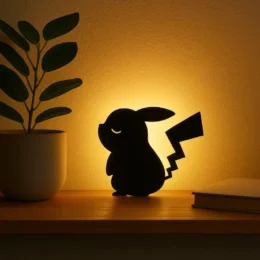 3D Pikachu Wall Lamp – Cozy Ambient Bedroom Night Light | Plug & Play, No Wires