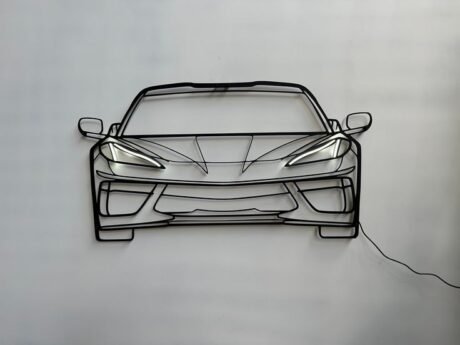 C8 Front NEON Silhouette Metal Wall Art Car Silhouette Wall – Etsy