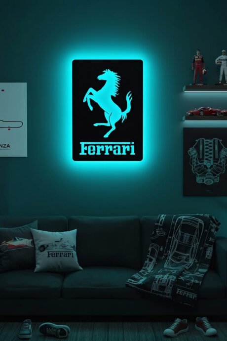 F1 Fan Gift Idea_ RGB Ferrari LED Sign Wall Art