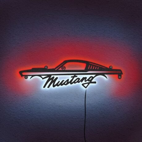 Mustang First Generation Classic LED Neon Metal Wall Art Decor for Home, Office or Outdoor Use A Unique Gift for Car Fans